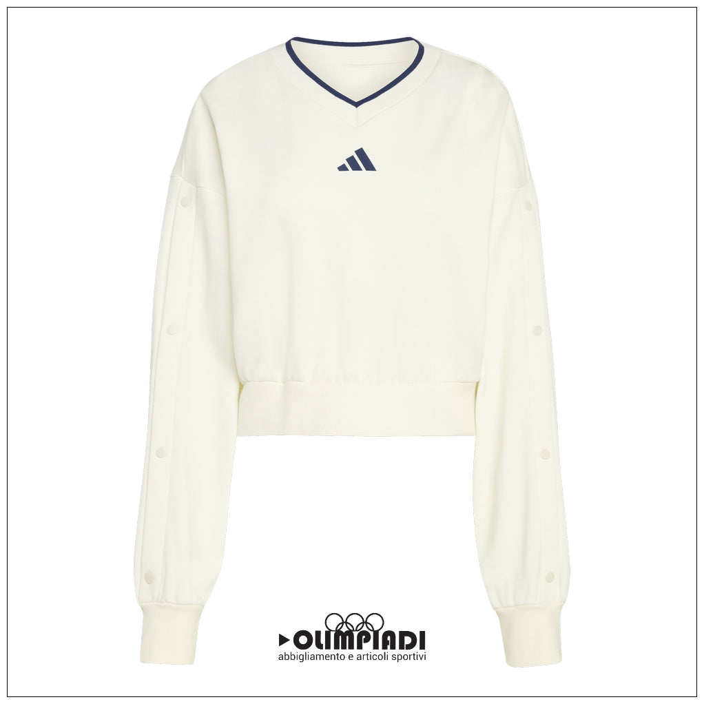 Felpa Cropped Donna Adidas Statement Seasonal - JZ1074 | Bianco Panna