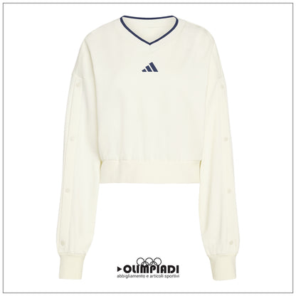 Felpa Cropped Donna Adidas Statement Seasonal - JZ1074 | Bianco Panna