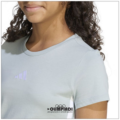 T-Shirt Corta Ragazza Adidas 3-Stripes Baby Tee - JZ1212 | Verde Acqua