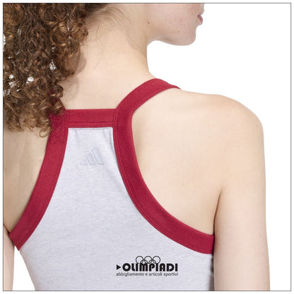 Canotta Crop Donna Adidas Tank Top - KC3938 | Grigio Chiaro e Rosso