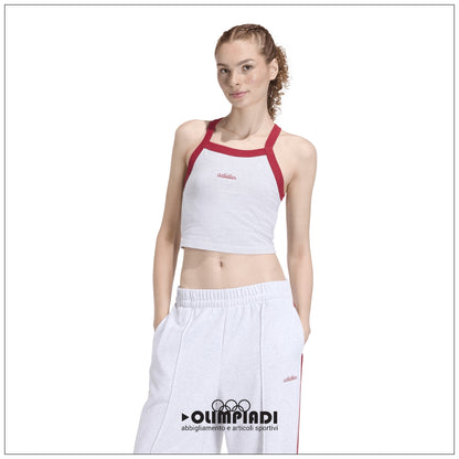 Canotta Crop Donna Adidas Tank Top - KC3938 | Grigio Chiaro e Rosso