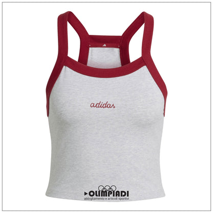 Canotta Crop Donna Adidas Tank Top - KC3938 | Grigio Chiaro e Rosso