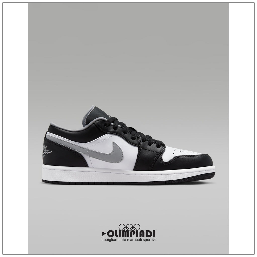 Scarpe Sneakers Air Jordan 1 Low Bianco Nero Grigio - 553558-040