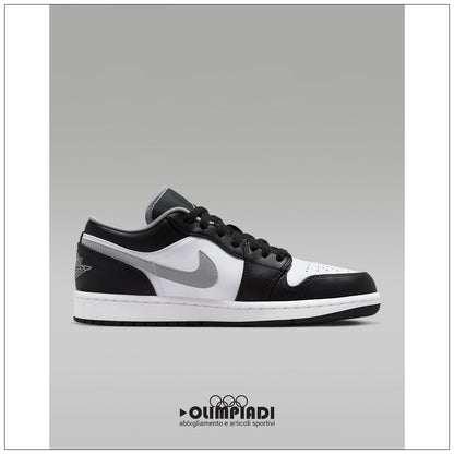 Scarpe Sneakers Air Jordan 1 Low Bianco Nero Grigio - 553558-040