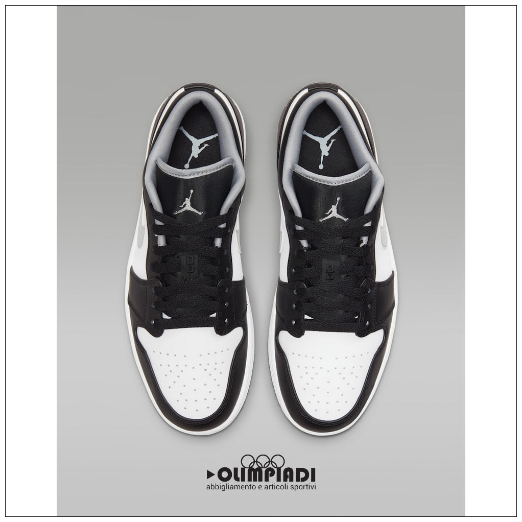 Scarpe Sneakers Air Jordan 1 Low Bianco Nero Grigio - 553558-040