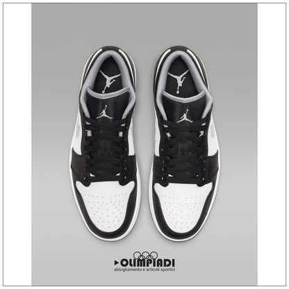 Scarpe Sneakers Air Jordan 1 Low Bianco Nero Grigio - 553558-040