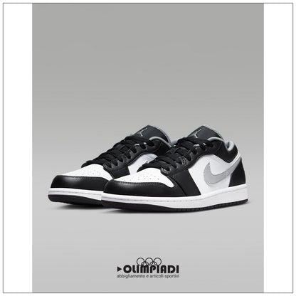 Scarpe Sneakers Air Jordan 1 Low Bianco Nero Grigio - 553558-040