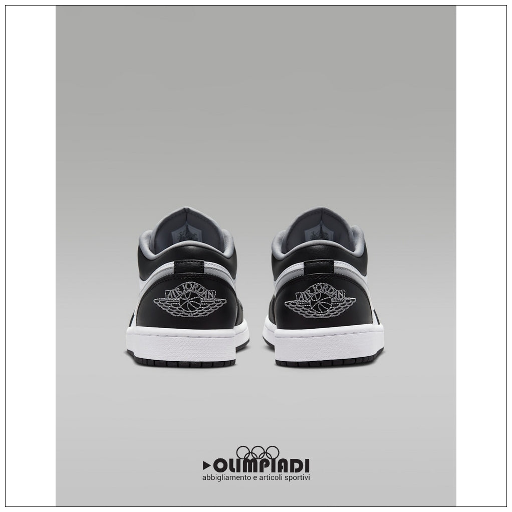 Scarpe Sneakers Air Jordan 1 Low Bianco Nero Grigio - 553558-040