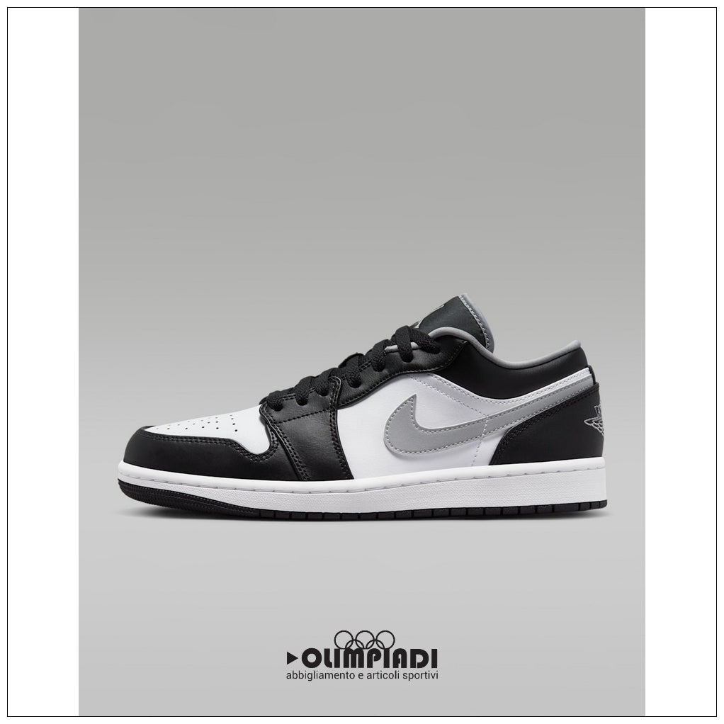 Scarpe Sneakers Air Jordan 1 Low Bianco Nero Grigio - 553558-040