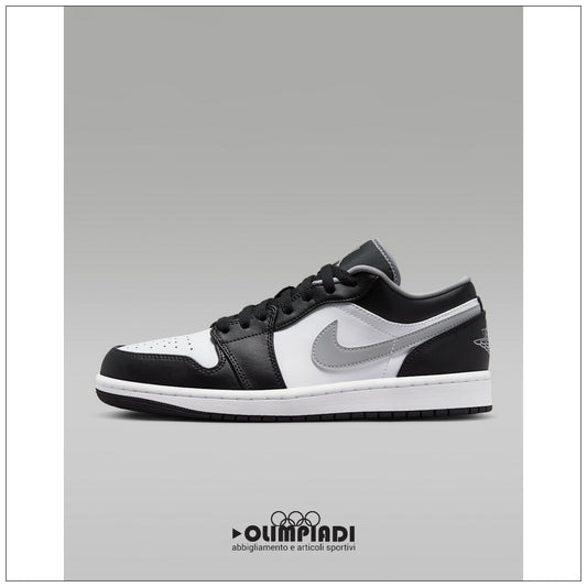 Scarpe Sneakers Air Jordan 1 Low Bianco Nero Grigio - 553558-040