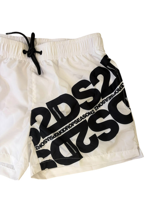 Costume Boxer Mare Uomo DS2 Bianco con Maxi Logo - SS26B02-BIANCO