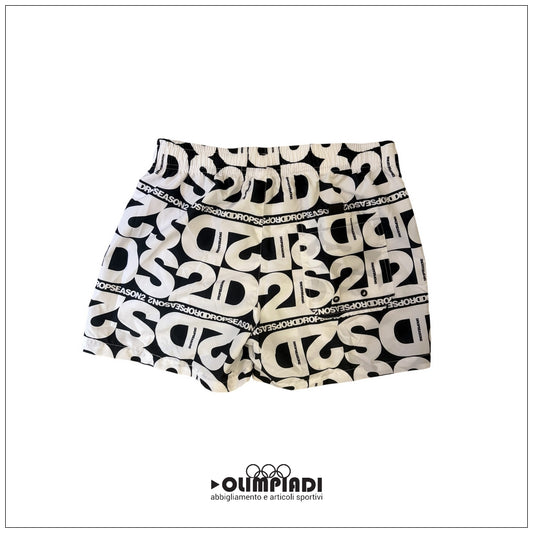 Costume Boxer Mare Uomo DS2 All-Over Logo Bianco e Nero - SS26B04-VARIANTE UNICA