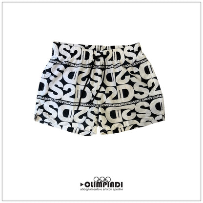 Costume Boxer Mare Uomo DS2 All-Over Logo Bianco e Nero - SS26B04-VARIANTE UNICA