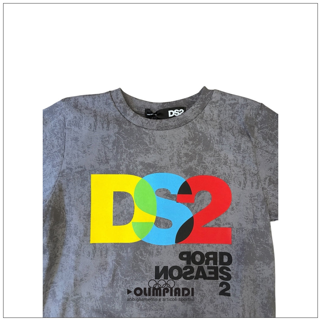 T-shirt Junior DS2 Stone Wash Grigio Multicolor - SS26K02-MALTINTO GRIGIO
