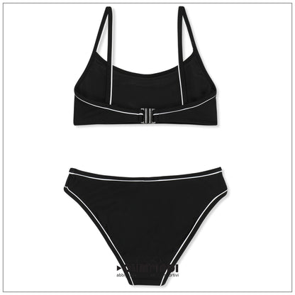 Bikini Bimba Fila Pratello Nero con Piping Bianco - FAT0851-80010