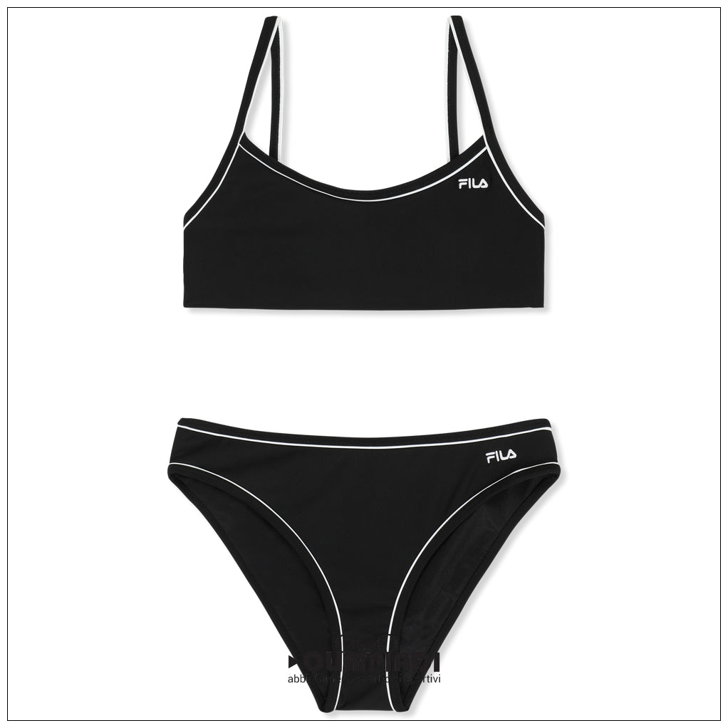 Bikini Bimba Fila Pratello Nero con Piping Bianco - FAT0851-80010