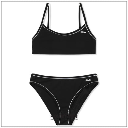 Bikini Bimba Fila Pratello Nero con Piping Bianco - FAT0851-80010