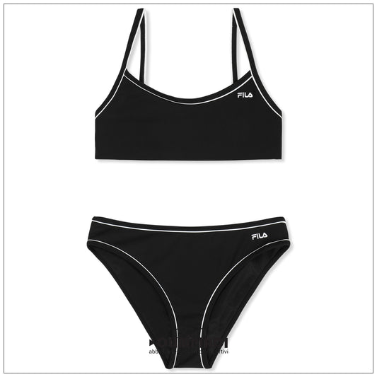 Bikini Bimba Fila Pratello Nero con Piping Bianco - FAT0851-80010