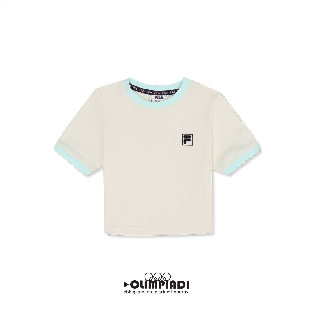 T-shirt Bimba Fila Pratolino Cropped Panna Azzurro - FAK0467-13468