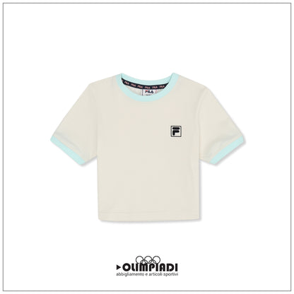T-shirt Bimba Fila Pratolino Cropped Panna Azzurro - FAK0467-13468
