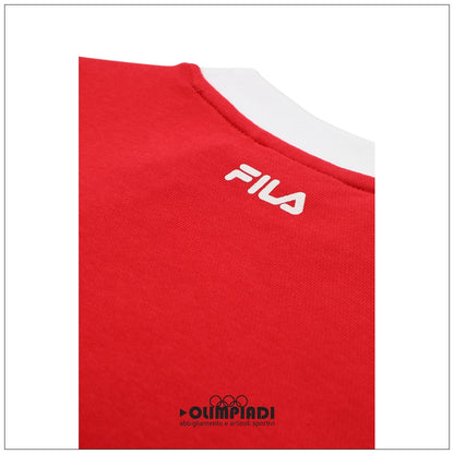 Felpa Girocollo Junior Fila Coltano Rossa - FAK0485-30002  COTONE FRENCH TERRY