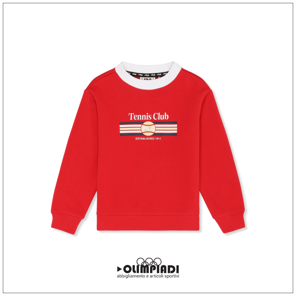 Felpa Girocollo Junior Fila Coltano Rossa - FAK0485-30002  COTONE FRENCH TERRY