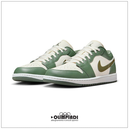 Scarpe Nike Air Jordan 1 Low Verde Oliva/Panna - 553558-300