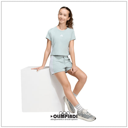 Pantaloncini Corti Bambina Adidas 3 Stripes Verde Menta - KE3072