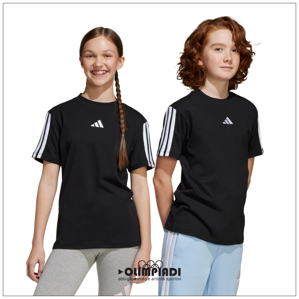 T-shirt Junior Unisex Adidas 3-Stripes Nera - JD6487