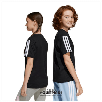 T-shirt Junior Unisex Adidas 3-Stripes Nera - JD6487