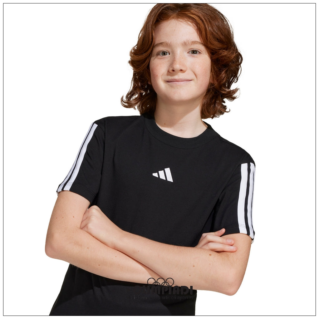 T-shirt Junior Unisex Adidas 3-Stripes Nera - JD6487