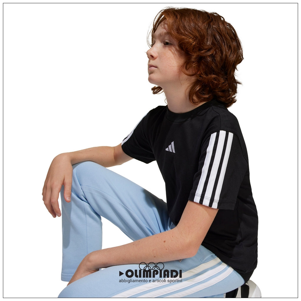 T-shirt Junior Unisex Adidas 3-Stripes Nera - JD6487