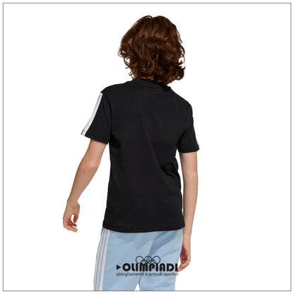 T-shirt Junior Unisex Adidas 3-Stripes Nera - JD6487