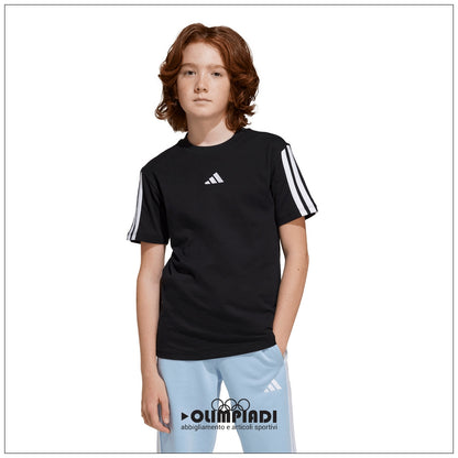 T-shirt Junior Unisex Adidas 3-Stripes Nera - JD6487