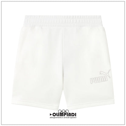 Pantaloncini Donna Puma ESS Rhinestone Vita Alta Bianchi - 693558-02