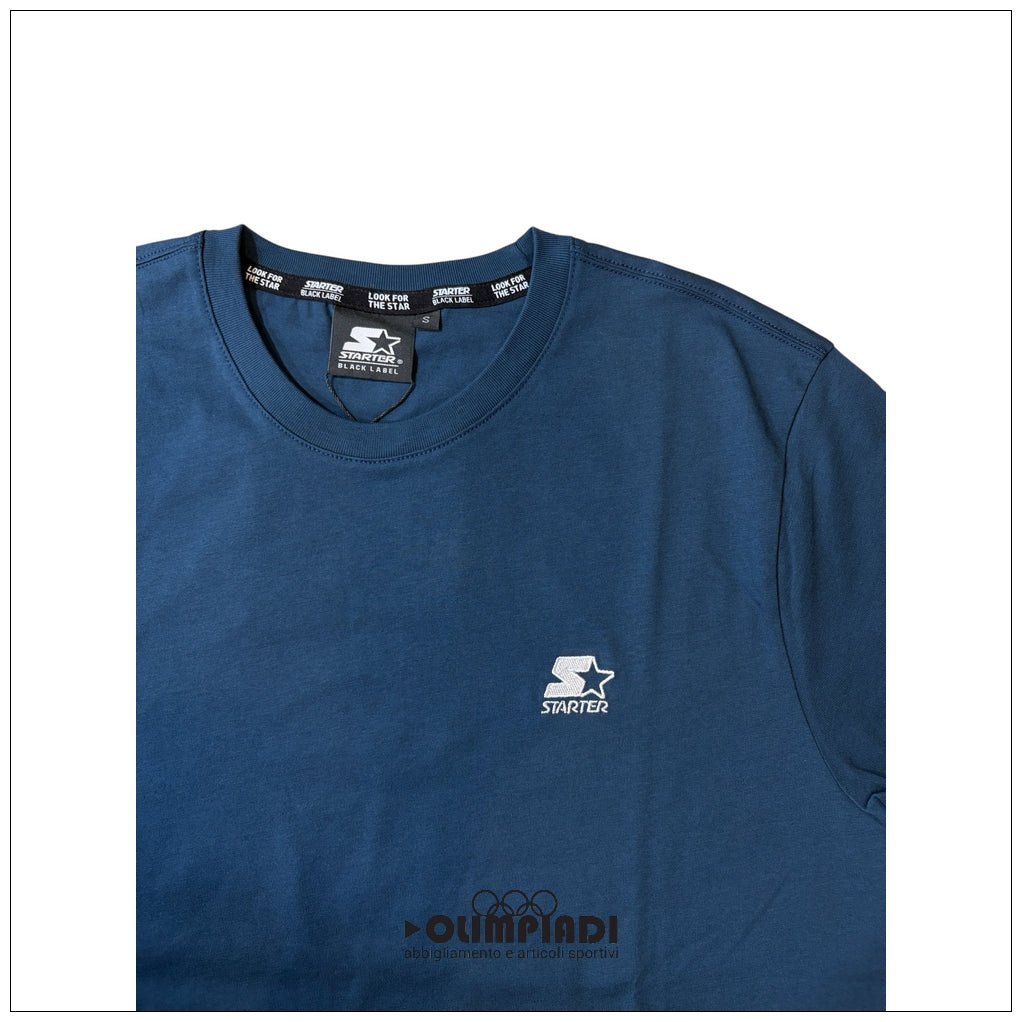T-shirt Uomo Starter Blu Oceano 100% Cotone Made in Italy - 74321
