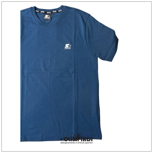 T-shirt Uomo Starter Blu Oceano 100% Cotone Made in Italy - 74321