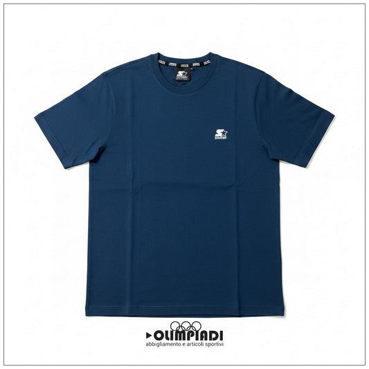 T-shirt Uomo Starter Blu Oceano 100% Cotone Made in Italy - 74321