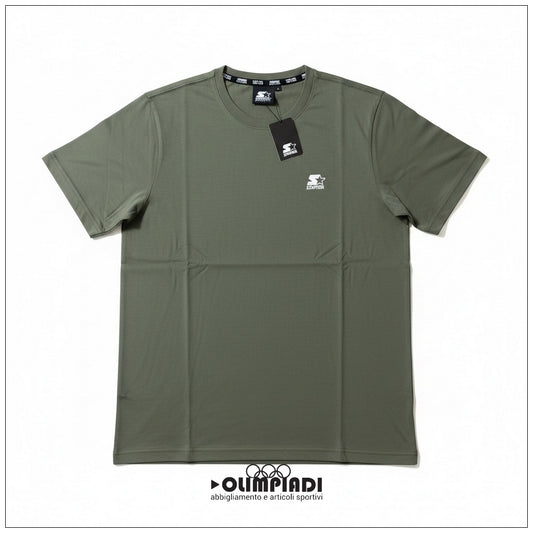 T-shirt Uomo Starter Verde Militare 100% Cotone Made in Italy - 74321