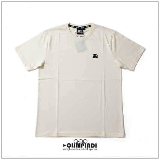 T-shirt Uomo Starter Crema 100% Cotone Made in Italy - 74321
