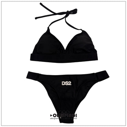 Costume Due Pezzi Bikini Donna DS2 Triangolo e Slip Tanga Nero - SS26WB109