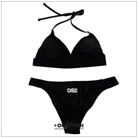 Costume Due Pezzi Bikini Donna DS2 Triangolo e Slip Tanga Nero - SS26WB109