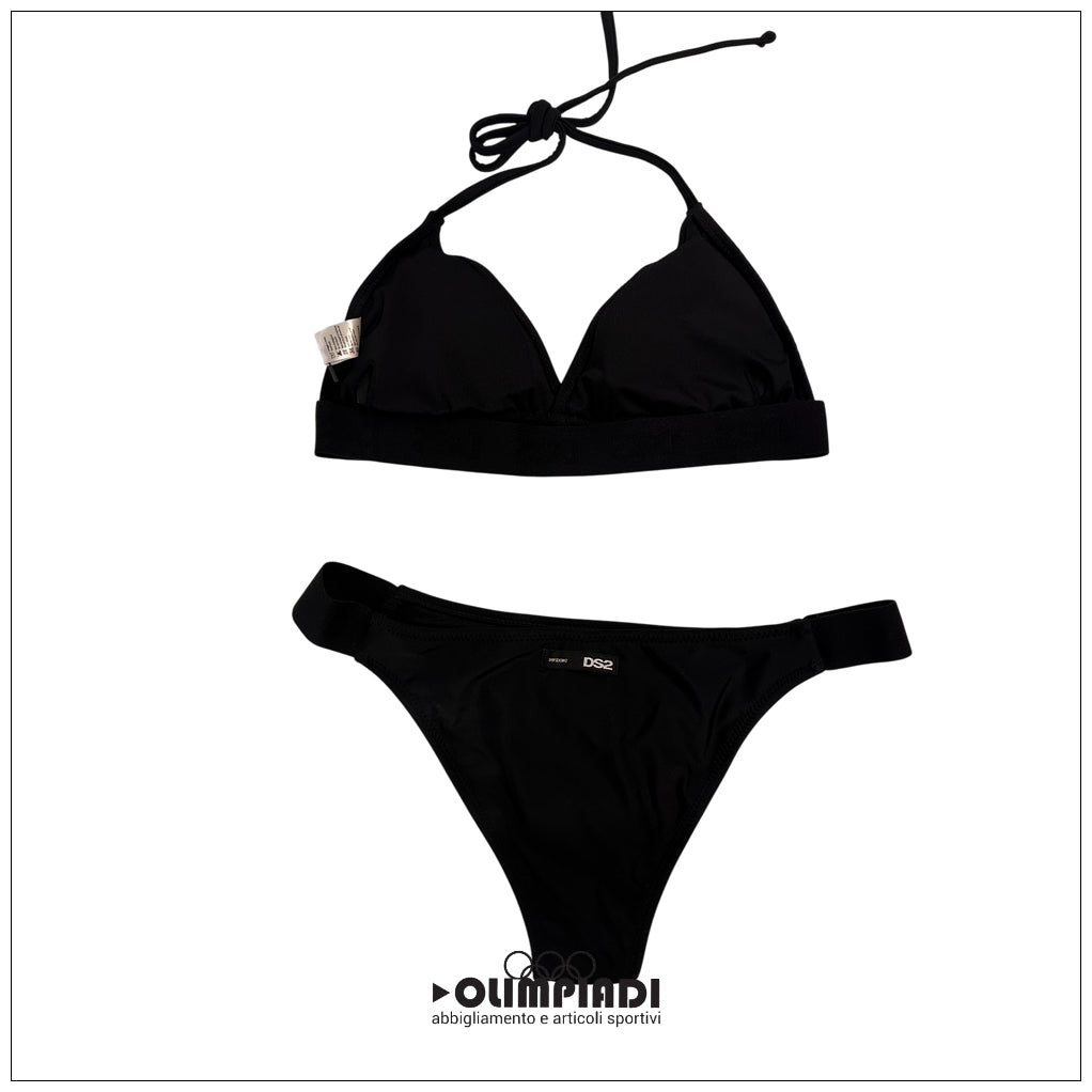 Costume Due Pezzi Bikini Donna DS2 Triangolo e Slip Tanga Nero - SS26WB109