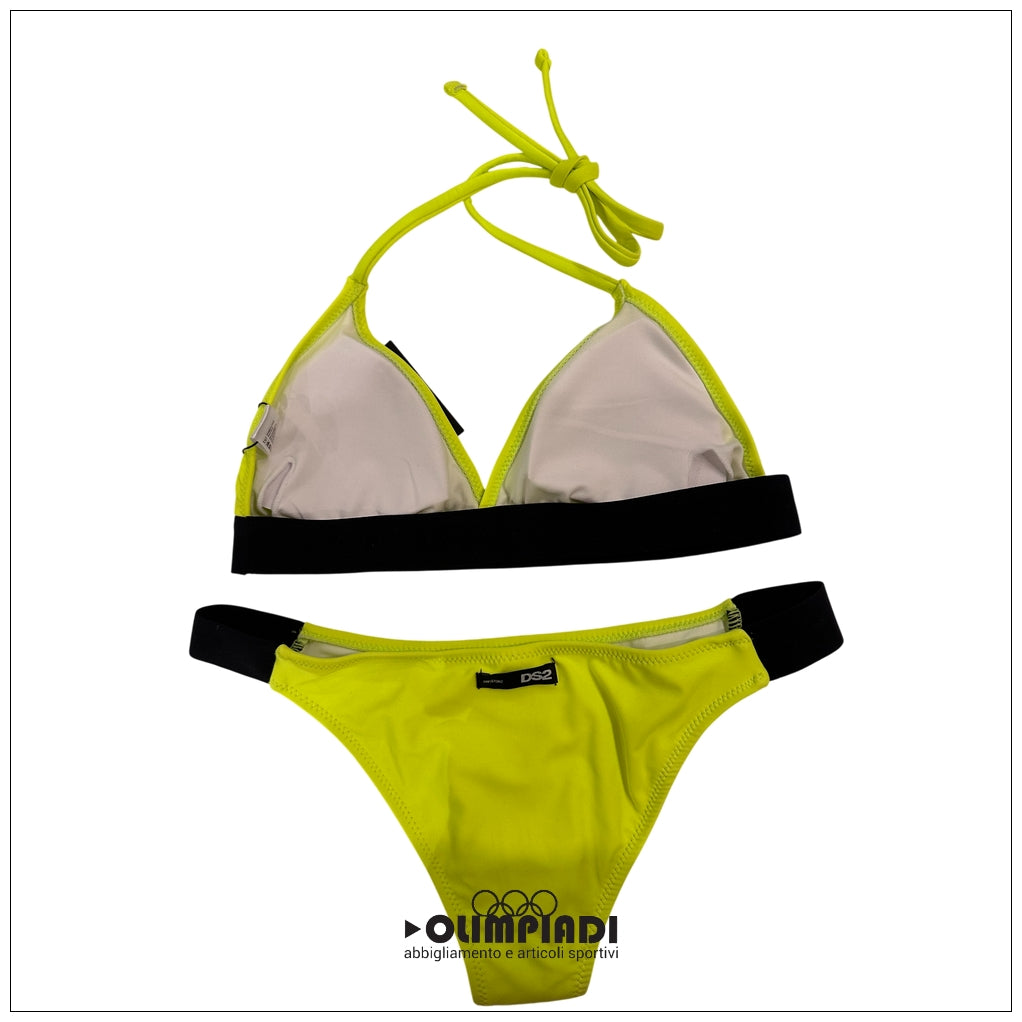 Costume Due Pezzi Donna bikini DS2 Triangolo e Slip Tanga Lime - SS26WB109