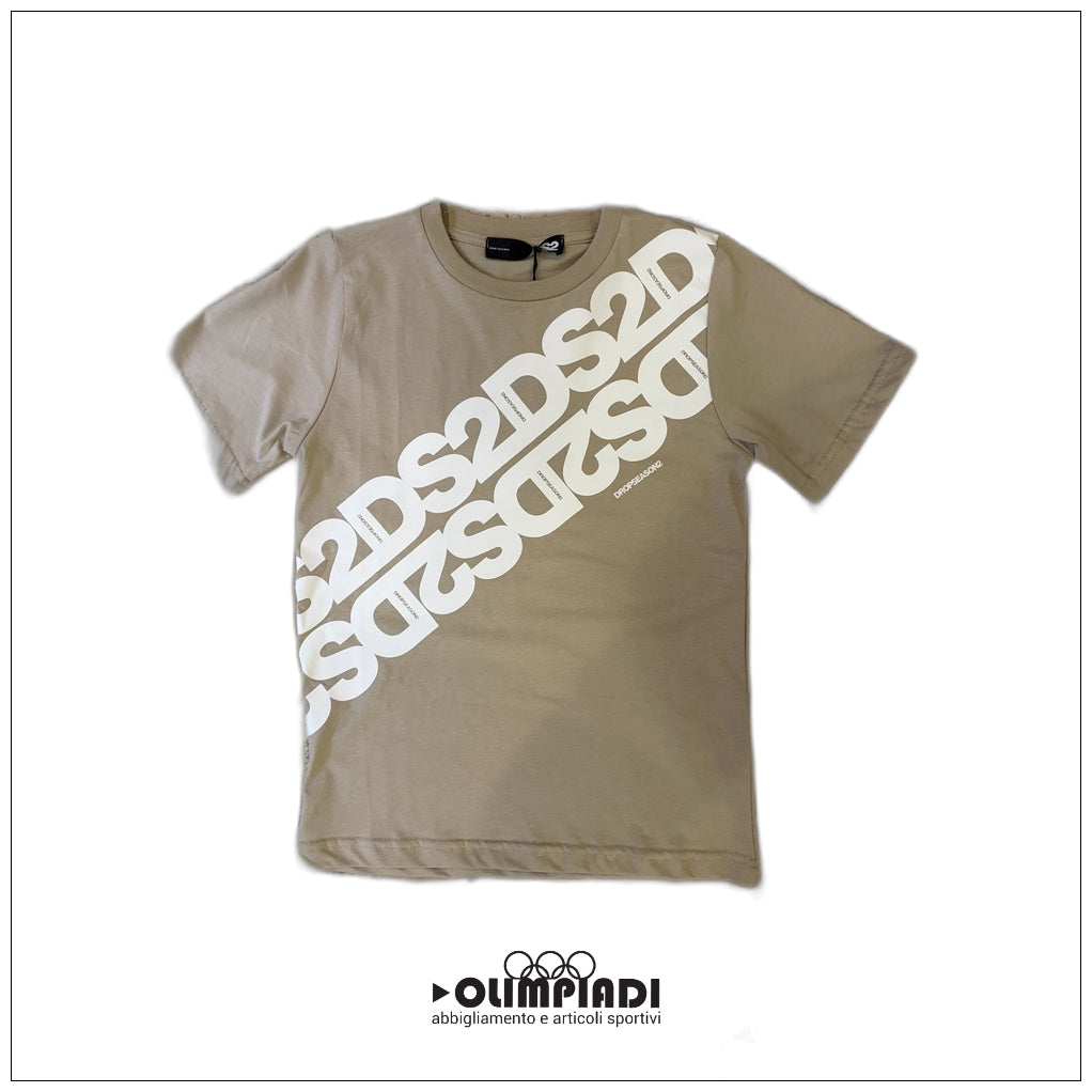 T-shirt Junior DS2 Maxi Stampa Grigio Sabbia - SS26K80