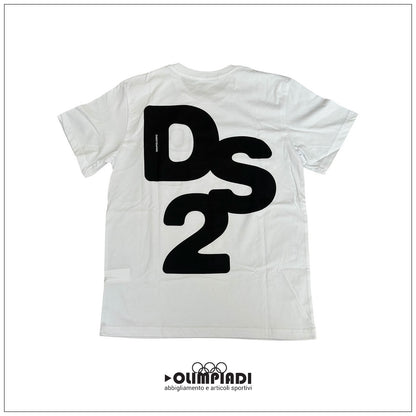 T-shirt Uomo DS2 Bianca in Cotone con Maxi Logo Posteriore - SS26229