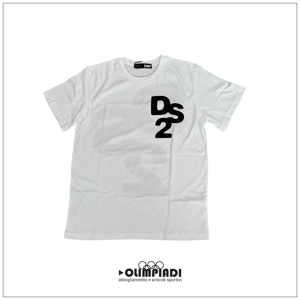 T-shirt Uomo DS2 Bianca in Cotone con Maxi Logo Posteriore - SS26229