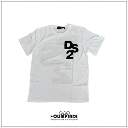 T-shirt Uomo DS2 Bianca in Cotone con Maxi Logo Posteriore - SS26229