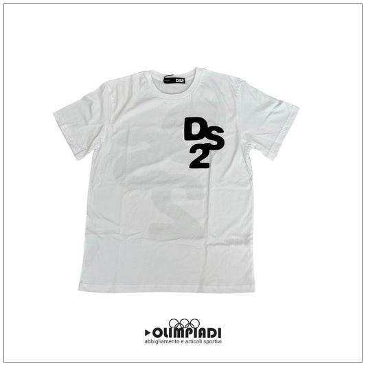 T-shirt Uomo DS2 Bianca in Cotone con Maxi Logo Posteriore - SS26229