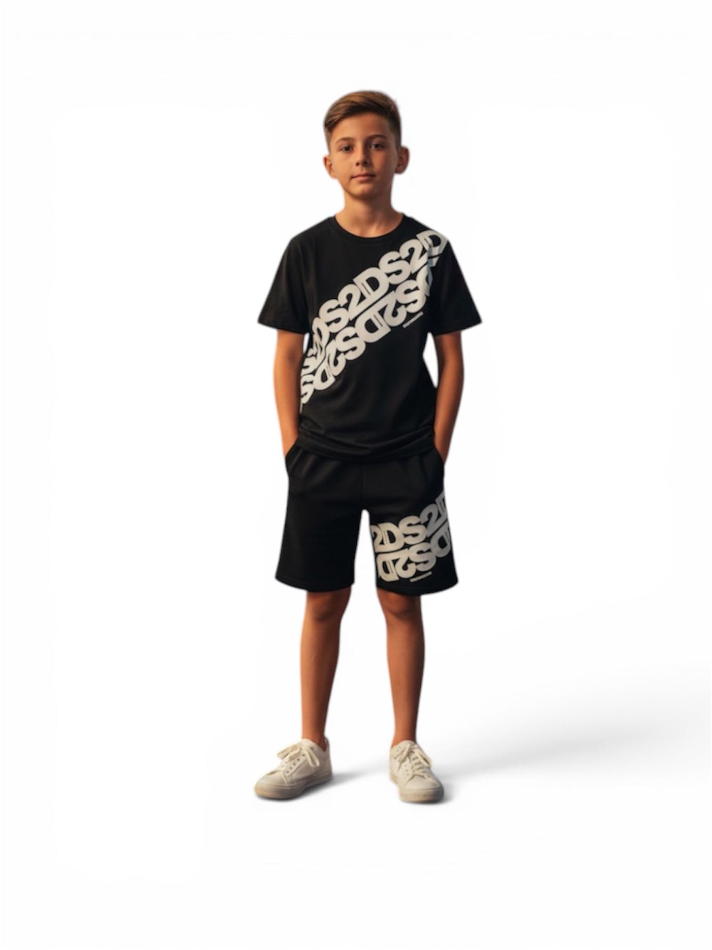 T-shirt Junior DS2 Maxi Stampa Nera - SS26K80